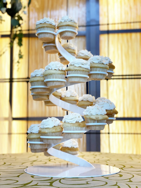 White spiral cupcake stand