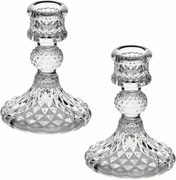 Clear tapered candlesticks